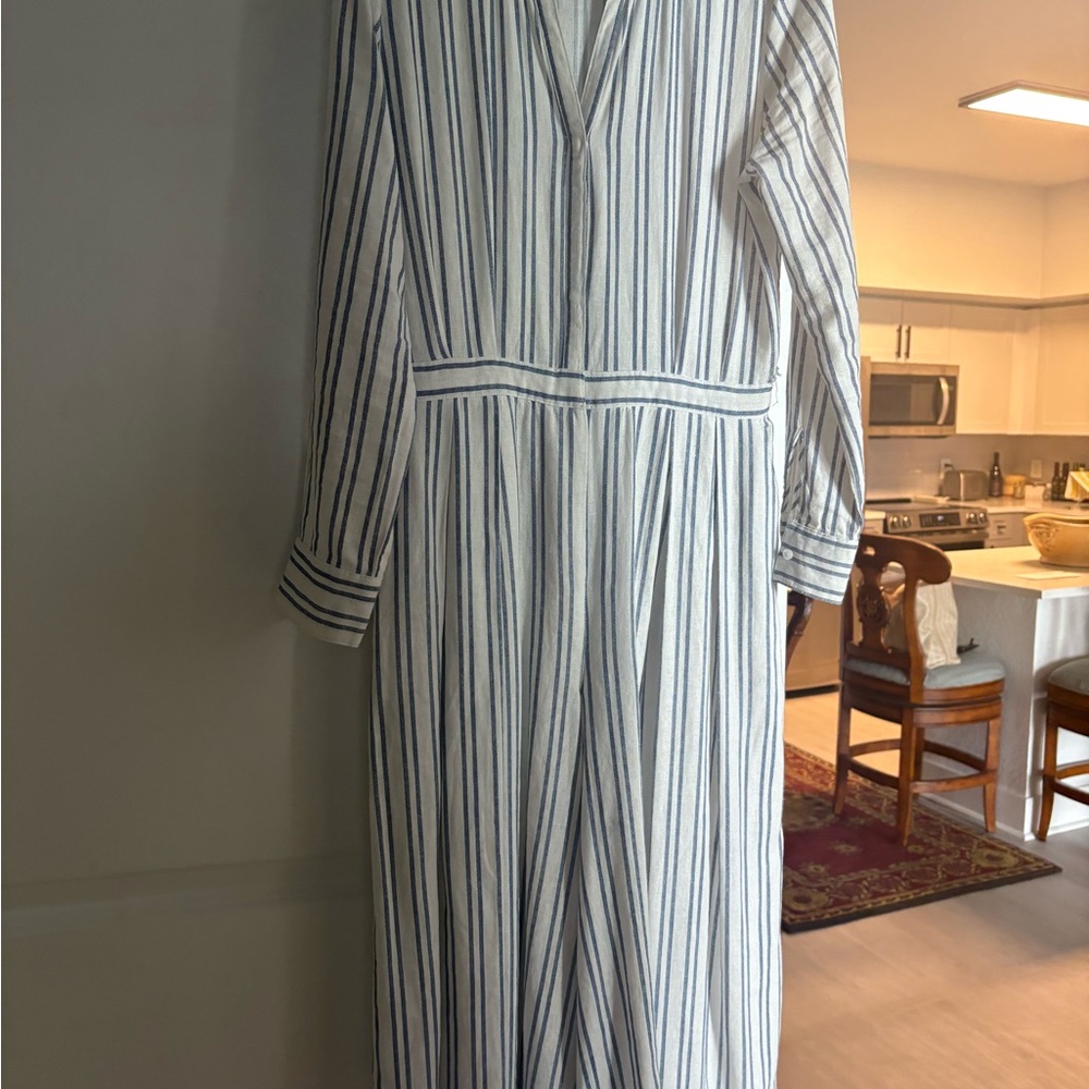 Sneak Peek Long Sleeve Striped Dress in White and Blue